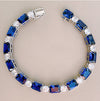 Classic Baguette Emerald Blue Red Gemstone Tennis Bracelet in Sterling Silver