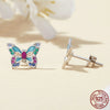 Butterfly Design Colored Gemstone Earrings Stud in Sterling Silver