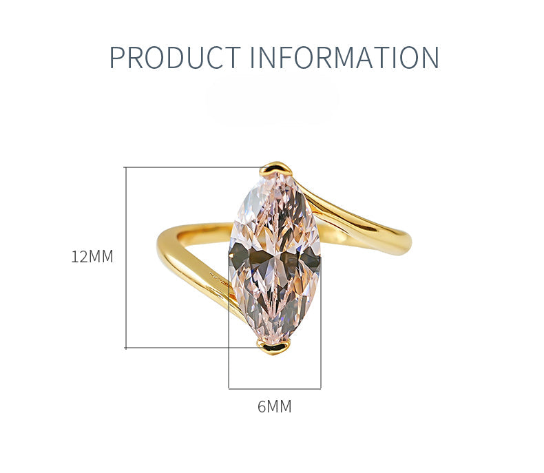 Simple Pink Marquise Cut Gold Plated Ring
