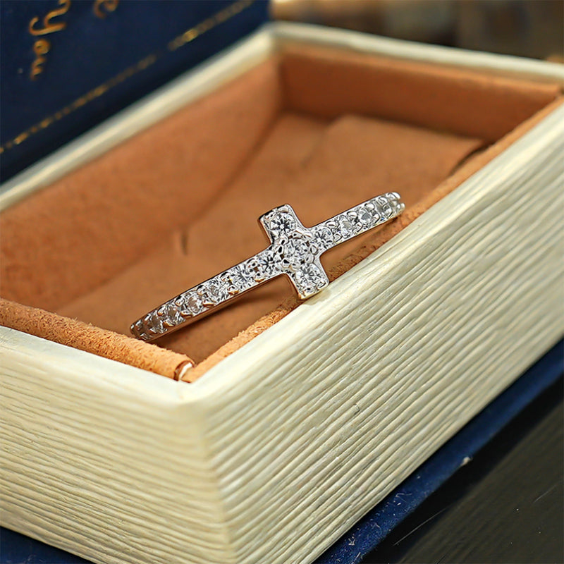 Simple Cross Design Sterling Silver Wedding Band