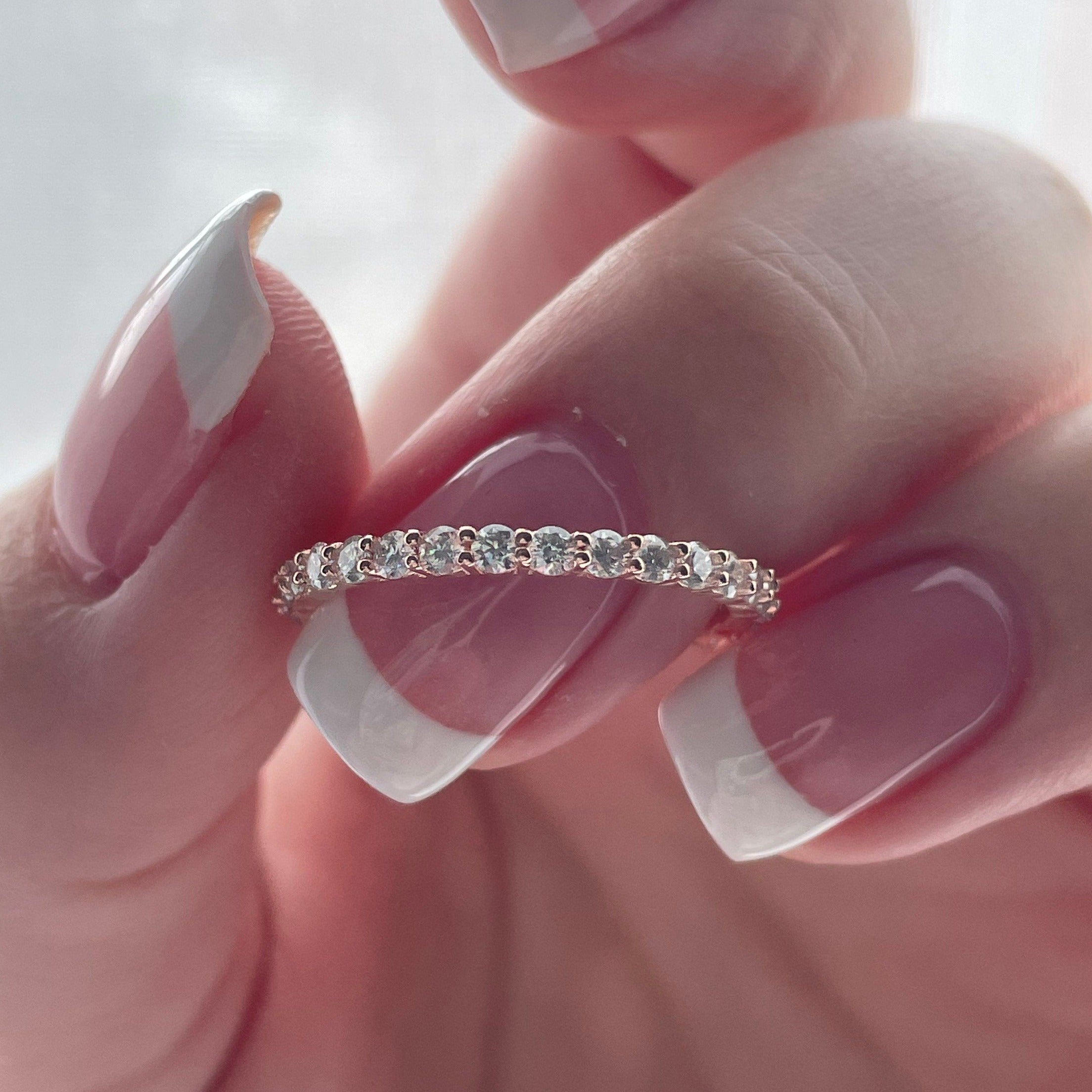 Cushion Cut Solitare Bridal Set Ring with Round Cut Eternity Ring in Sterling Silver