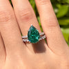 Sparkling Emerald Green Pear Cut Sterling Silver Bridal Set