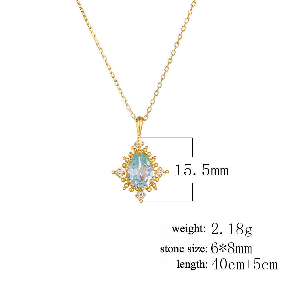 Luxury Pear Shape Topaz Pendant Neckalce