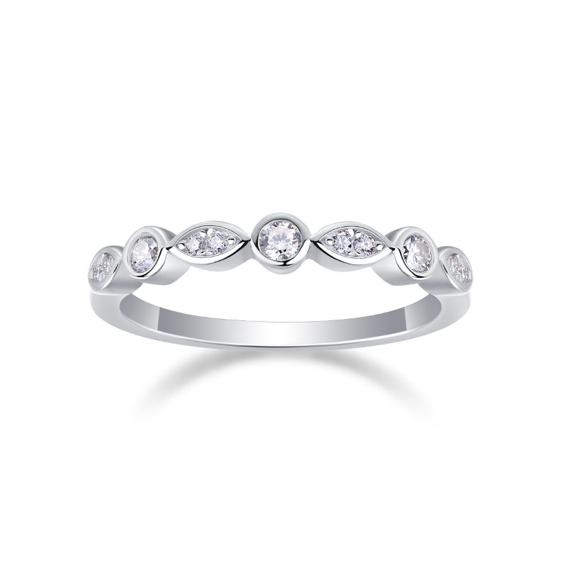 Simple Half Eternity 18k White Gold Plated Moissanite Band