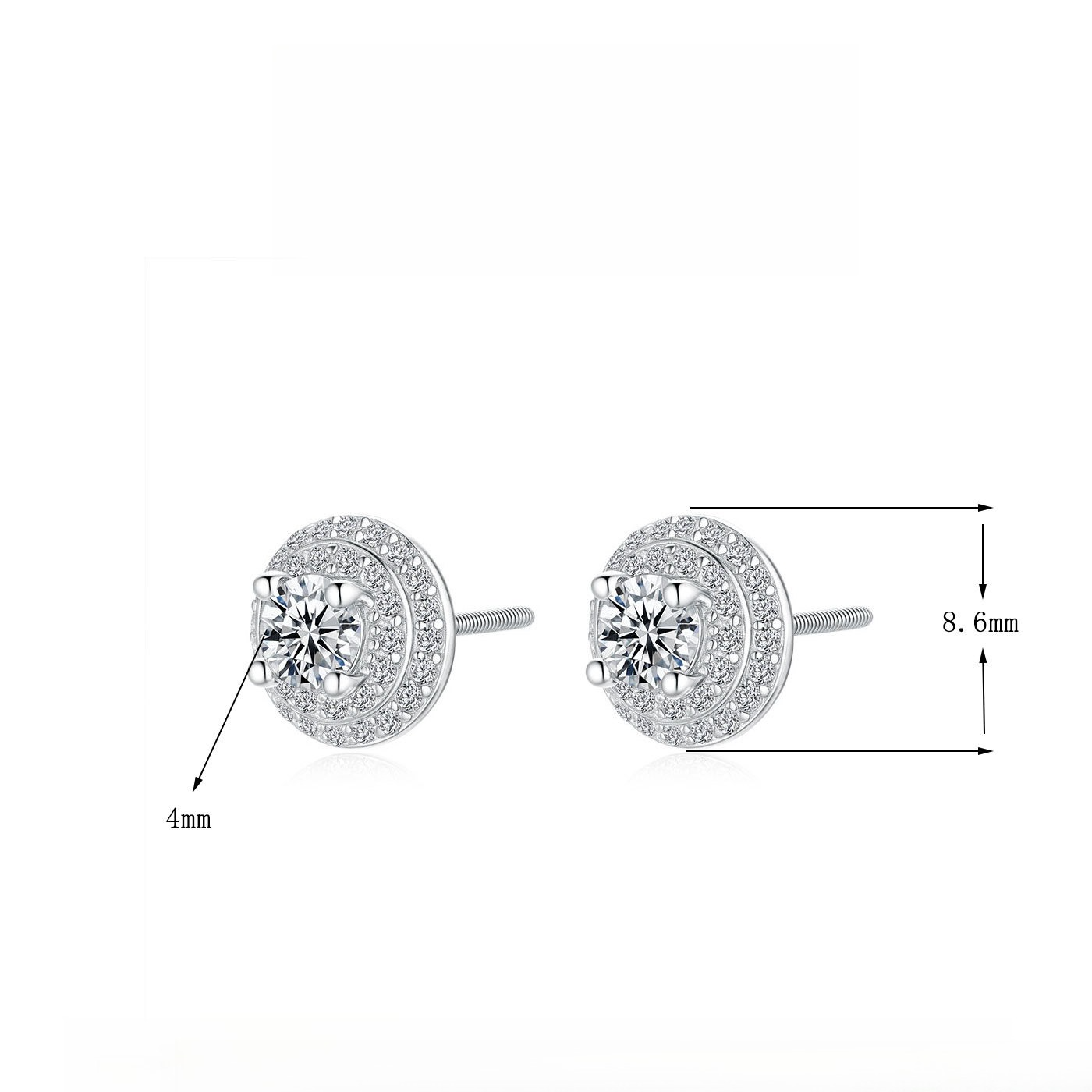 Round Double-Layer Luxurious S925 Sterling Silver Moissanite Stud Earrings