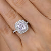 Double Halo Cushion Cut Engagement Ring In Sterling silver