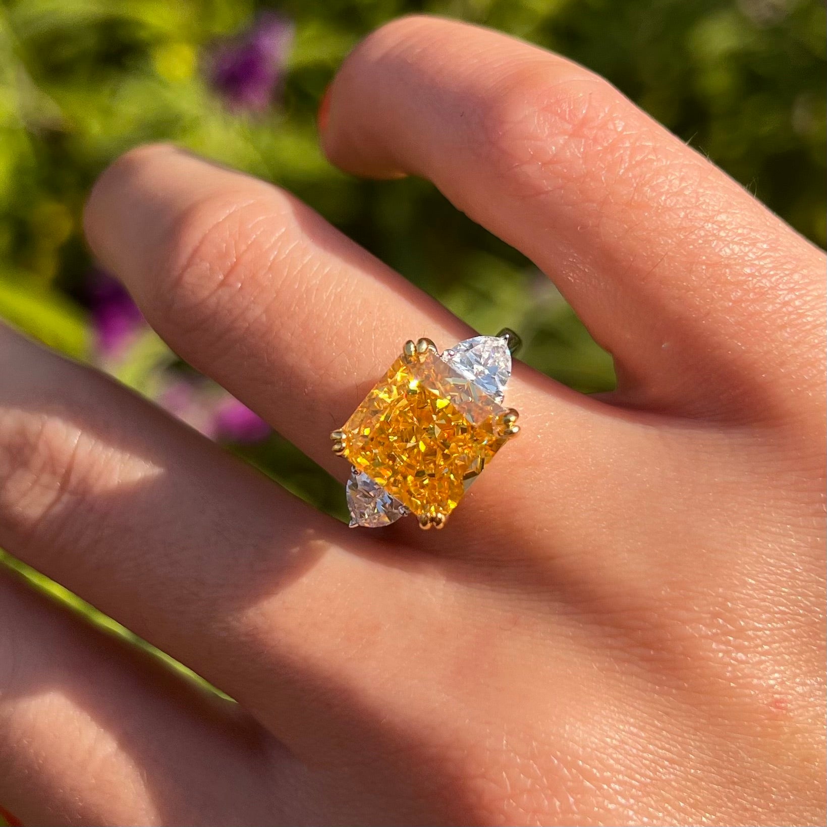 Radiant Cut Double Prong Engagement Ring in Sterling Silver