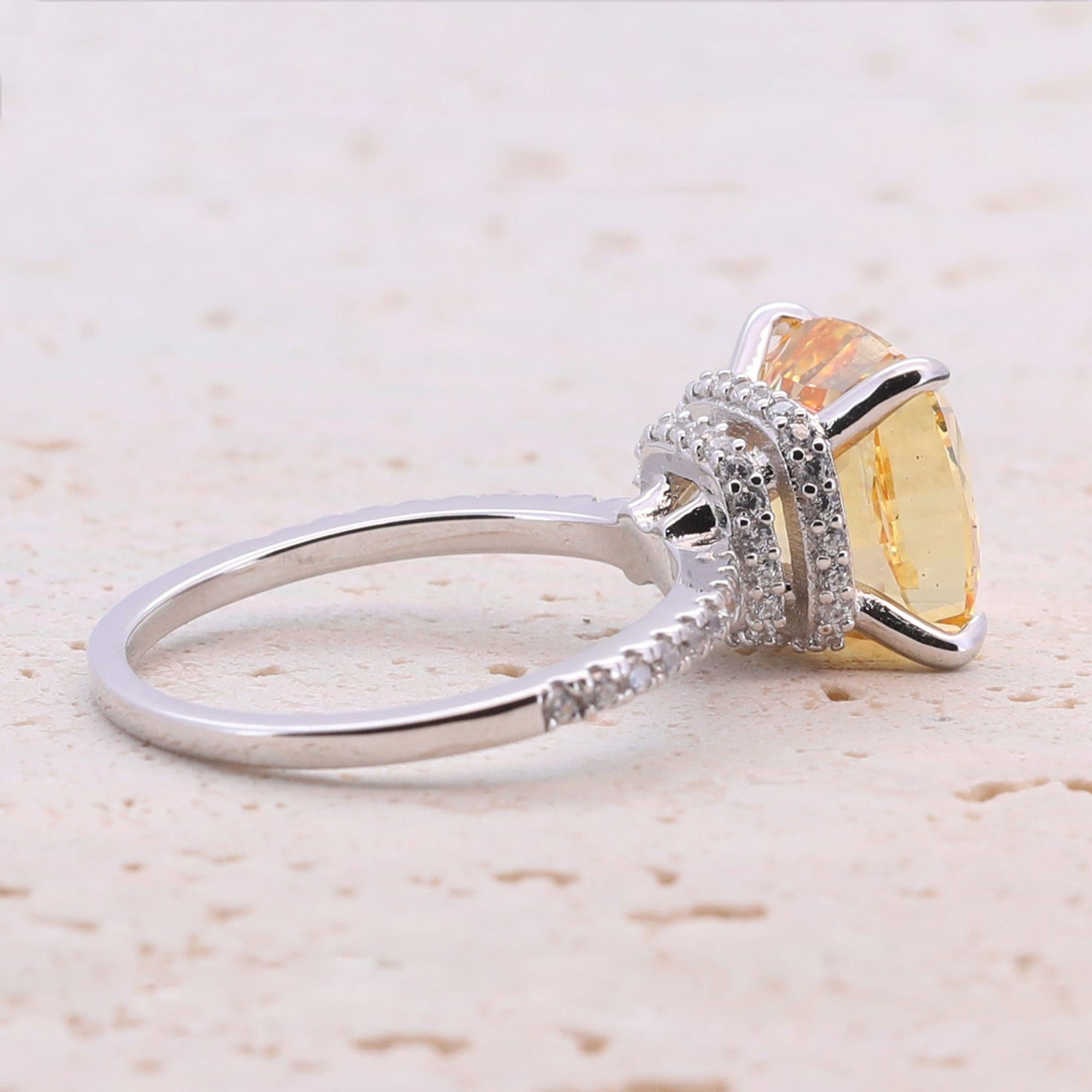 5.0CT Cushion Cut Sterling Silver Engagement Ring with Double Halo(Multi Color Available)
