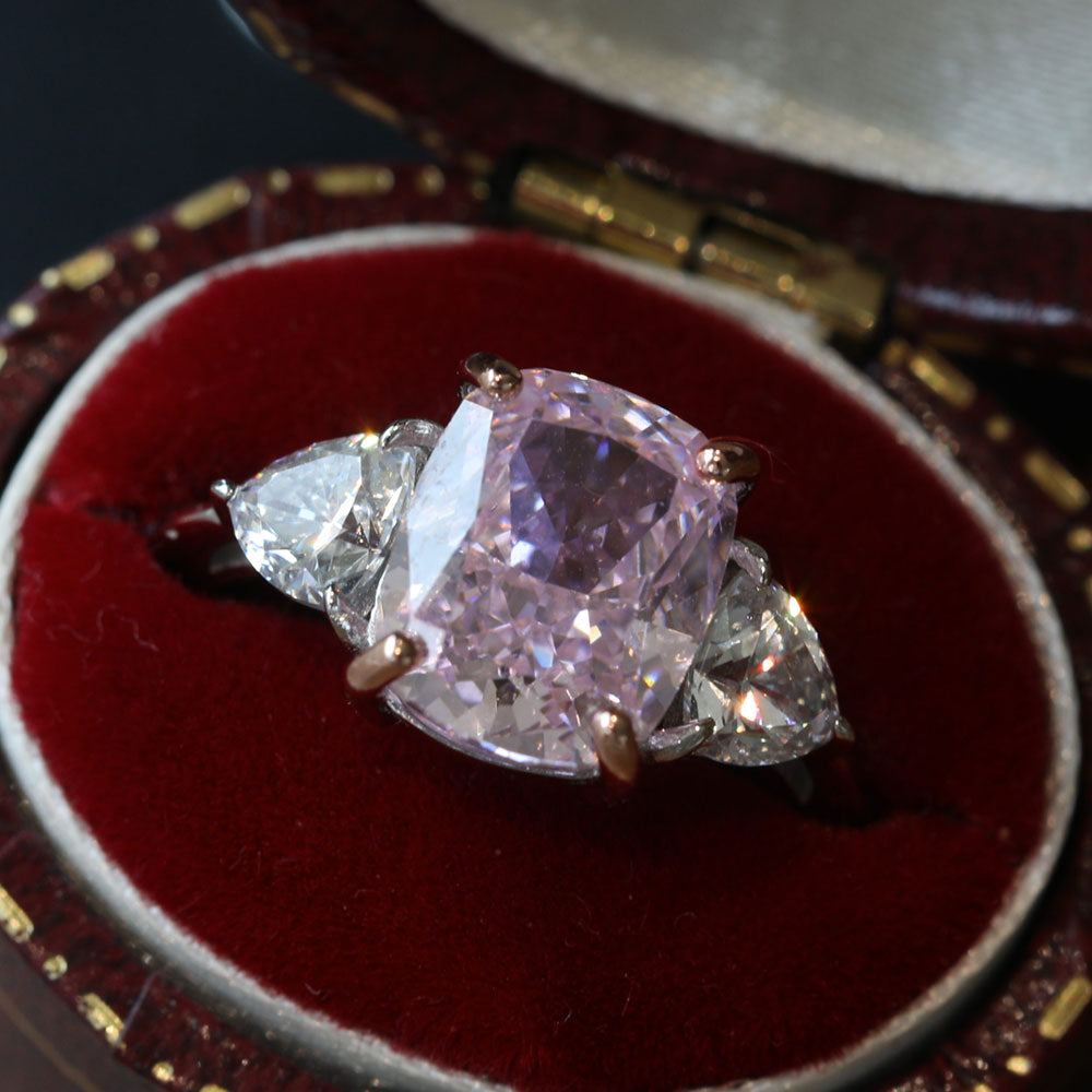 Pink Cushion Cut Engagement Ring