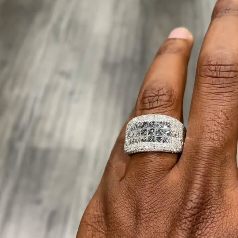 5ctw Princess Cut White Sapphire Handmade Men's Ring