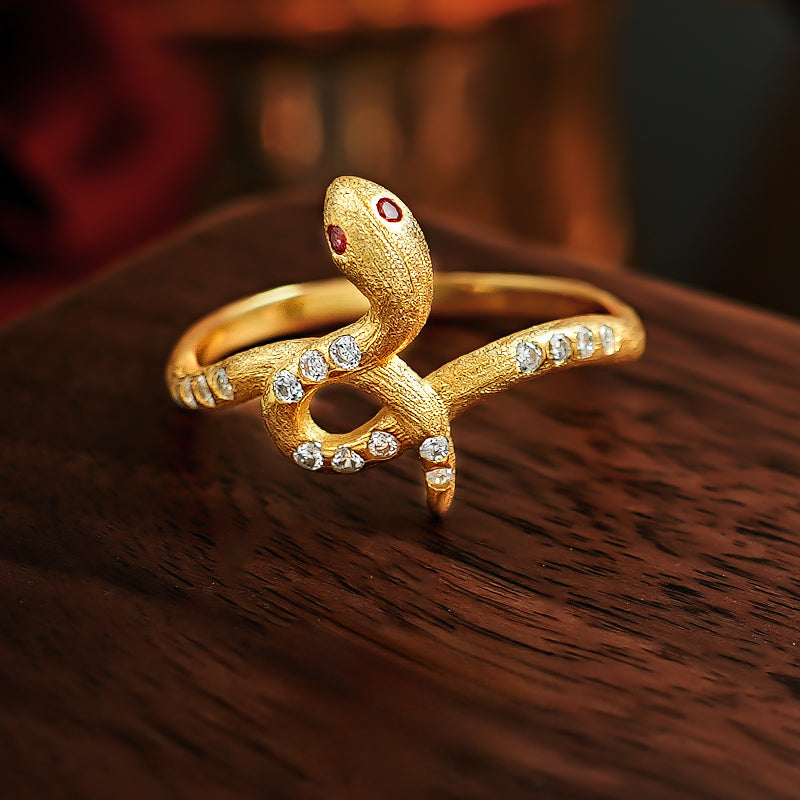 Unique Snake Design Silver Ring