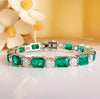 Classic Baguette Emerald Blue Red Gemstone Tennis Bracelet in Sterling Silver