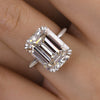 Luxurious Golden Emerald Cut Engagement Ring In Sterling Silver