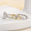 3PCS Three Stone Emerald Cut Bridal Set