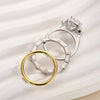 3PCS Three Stone Emerald Cut Bridal Set