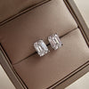 Emerald Cut Stud Earrings In Sterling Silver