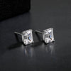 Emerald Cut Stud Earrings In Sterling Silver