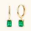 Golden Tone Emerald Color Drop Earrings