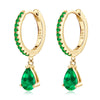 Retro  Pear Shape Emerald Color Drop Earrings