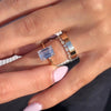 3PCS Golden Tone Emerald Cut Plain Matching Band Bridal Set