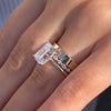 3PCS Golden Tone Emerald Cut Plain Matching Band Bridal Set