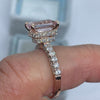 Hidden Halo Cushion Cut Rose Gold Half Eternity Engagement Ring