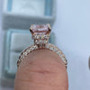 Hidden Halo Cushion Cut Rose Gold Half Eternity Engagement Ring