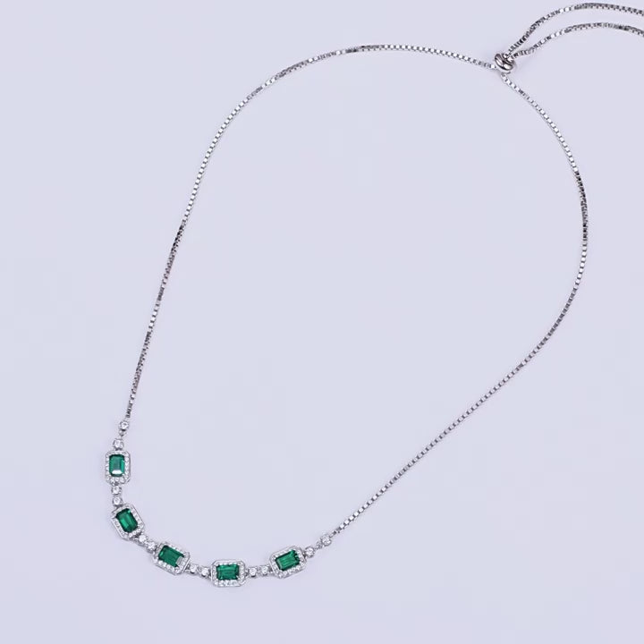 Luxury Emerald Green White Gold Plated Necklace