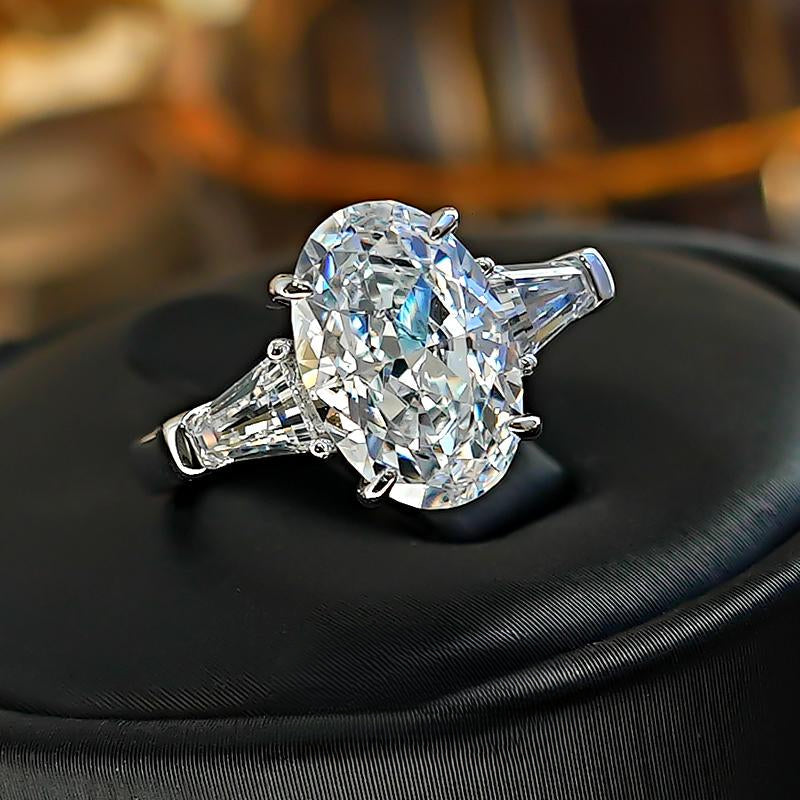 Stunning Three Stone Oval Cut Sterling Silver Ring