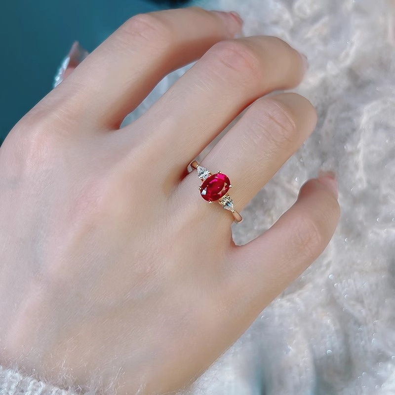 Classic Three-Stone 1.5ct Over Cut Ruby Red Engagement Ring