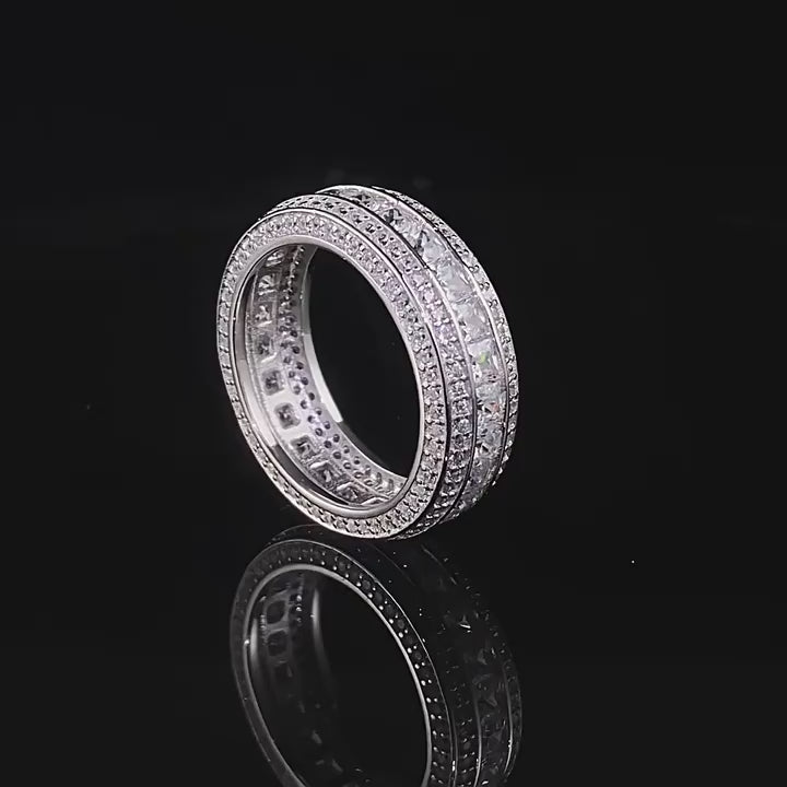 Exquisite 5 Rows Eternity Sterling Silver Band