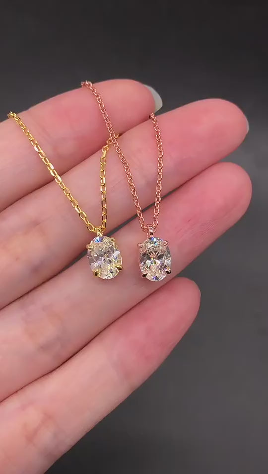 Gorgeous 1.5ct Oval Cut Sterling Silver Necklace