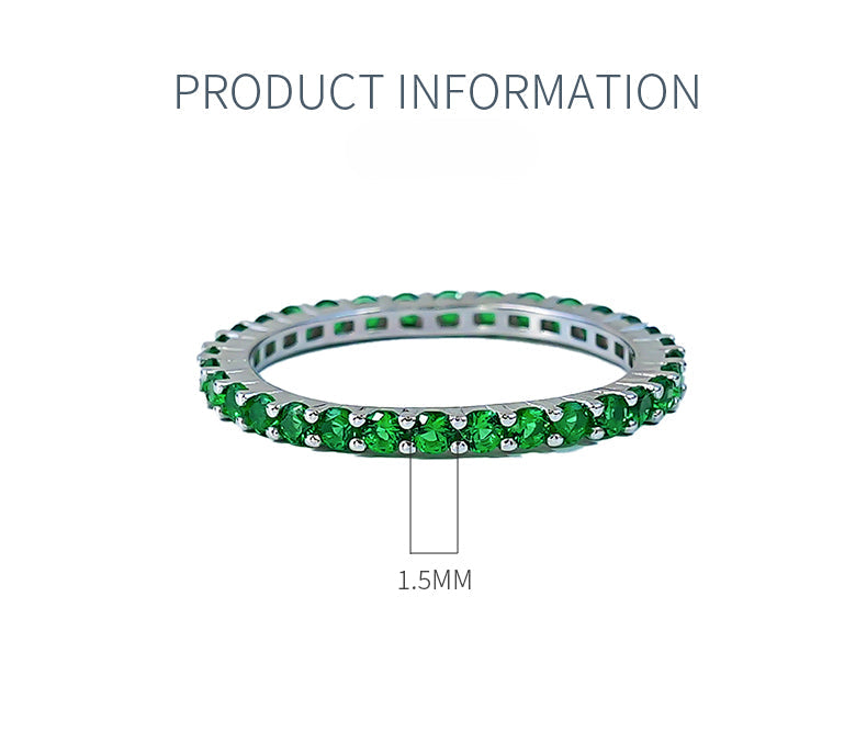 Multi-color Eternity Sterling Silver Band