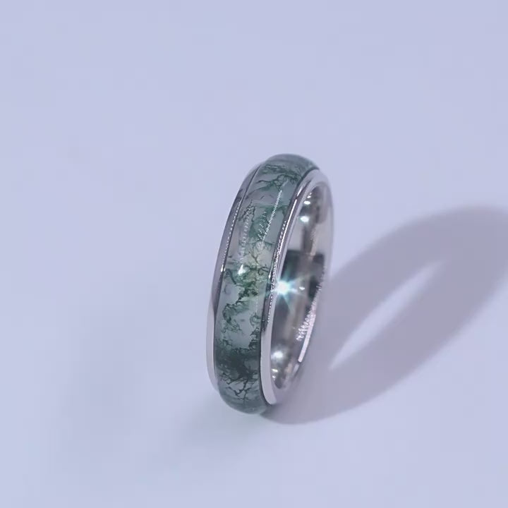 Simple Natural Green Moss Aget Band