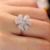 Six-petal Flower Engagement Ring in Sterling Silver