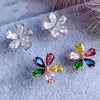 Rose Gold /18K White Gold Plated Sterling Silver Colorful Five-petal Flower Earrings Stud