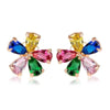 Rose Gold /18K White Gold Plated Sterling Silver Colorful Five-petal Flower Earrings Stud