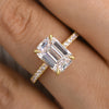 Classic Emerald Cut Engagement Ring In Sterling Silver