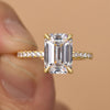 Classic Emerald Cut Engagement Ring In Sterling Silver