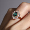 Vintage Golden Tone Cluster Ruby / Emerald Oval Cut Sterling Silver Engagement Ring