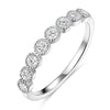 Round Cut Moissanite Half Eternity Sterling Silver Wedding Band