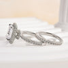 2PCS  Halo Radiant Cut Bridal Set Rings in Sterling Silver