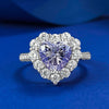 Gorgeous Purple Stone Heart Cut Engagement Ring In Sterling Silver