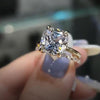 Cushion Cut Golden Tone Bridal Ring Set In Sterling Silver