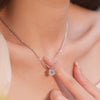 Round Cut Moissanite Pendant Necklace in Sterling Silver