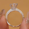 Gorgeous 6 Prong Pave Set Round Cut Moissanite Engagement Ring