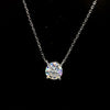 D Color Moissanite Classic 4 Prong Round Cut Sterling Silver Pendant Necklace