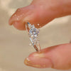 1CT Round Cut Lunaire Cluster Moissanite Engagement Ring in Sterling Silver