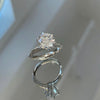 Gorgeous 6 Prong Pave Set Round Cut Moissanite Engagement Ring