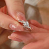 1CT Round Cut Lunaire Cluster Moissanite Engagement Ring in Sterling Silver
